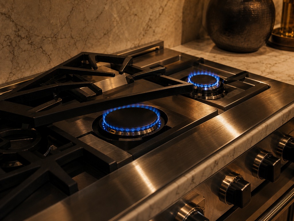 Viking professional gas cooktop in a Los Altos Hills estate kitchen
